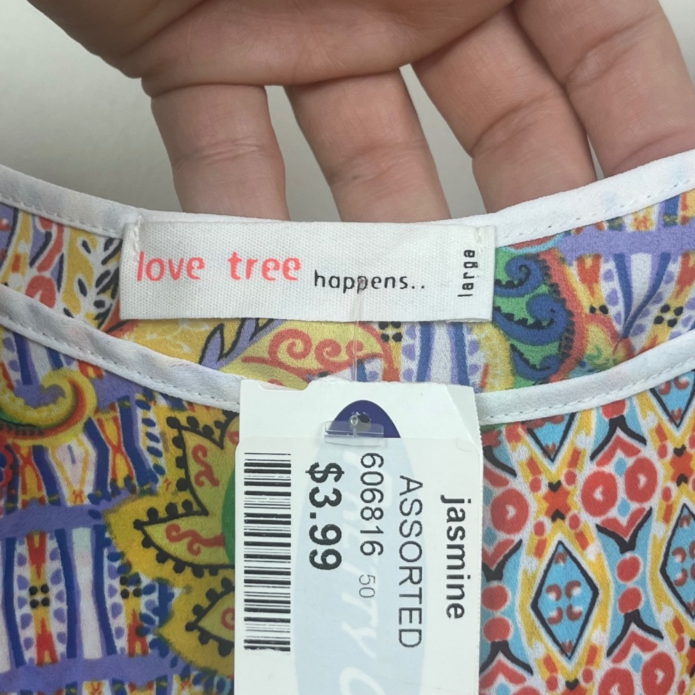Love Tree Womens Large Paisley Geometric Tie Strap Camisole Top Multicolor Boho - Picture 3 of 7